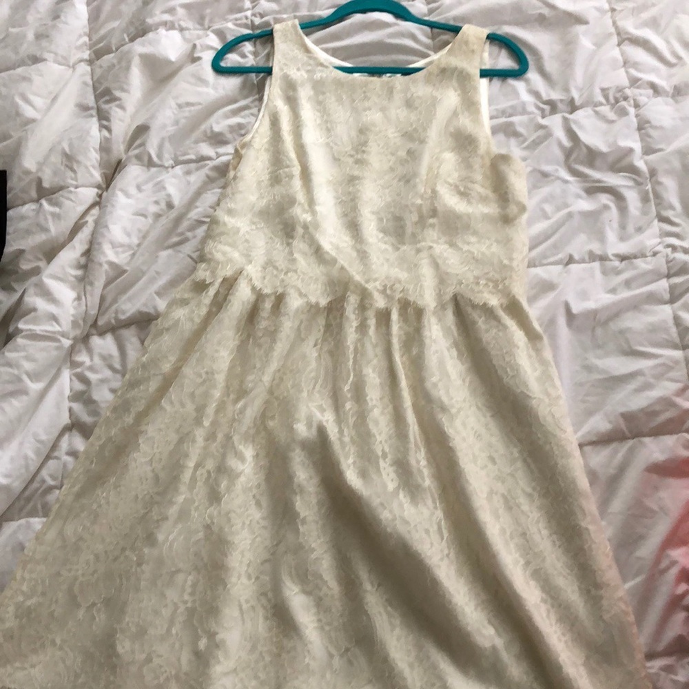 Ivory lace knee length dress